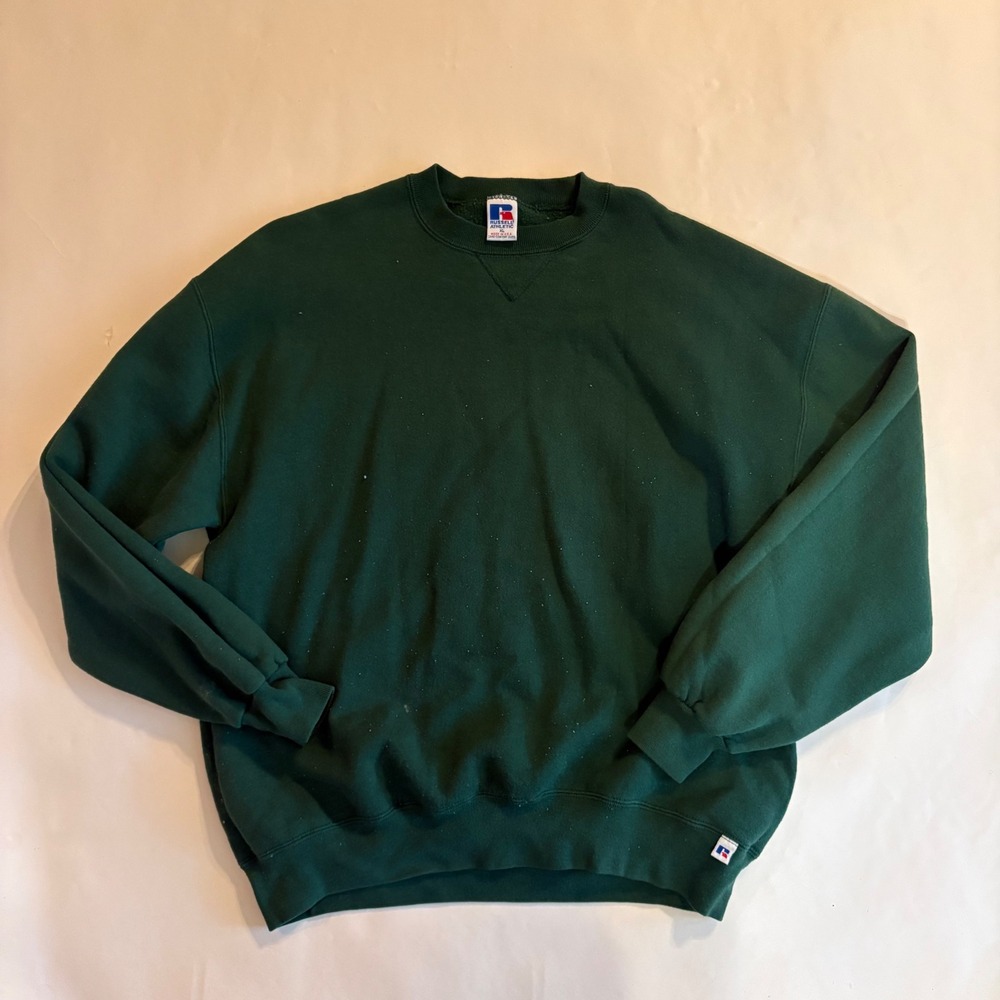 Vintage Russell Athletic Forest Green Crewneck Sweatshirt XL Made in USA 90s